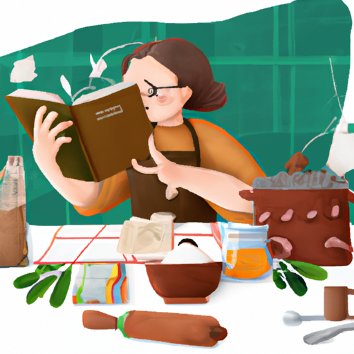 איור של אדם עסוק בבישול עם ספר מתכונים